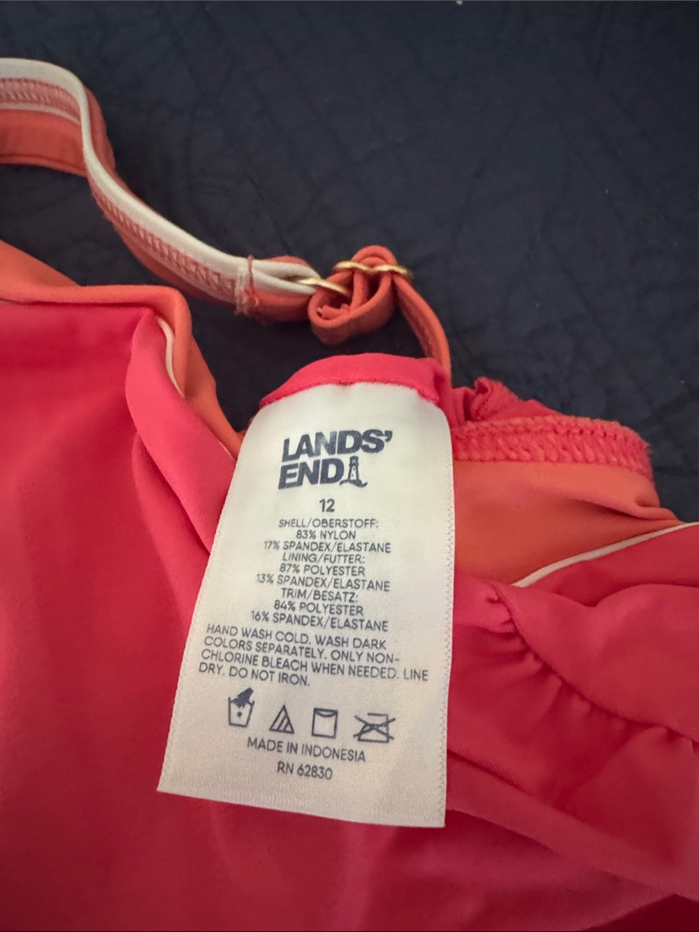 Lands' End Coral/Papaya Girls' One-Piece Swim